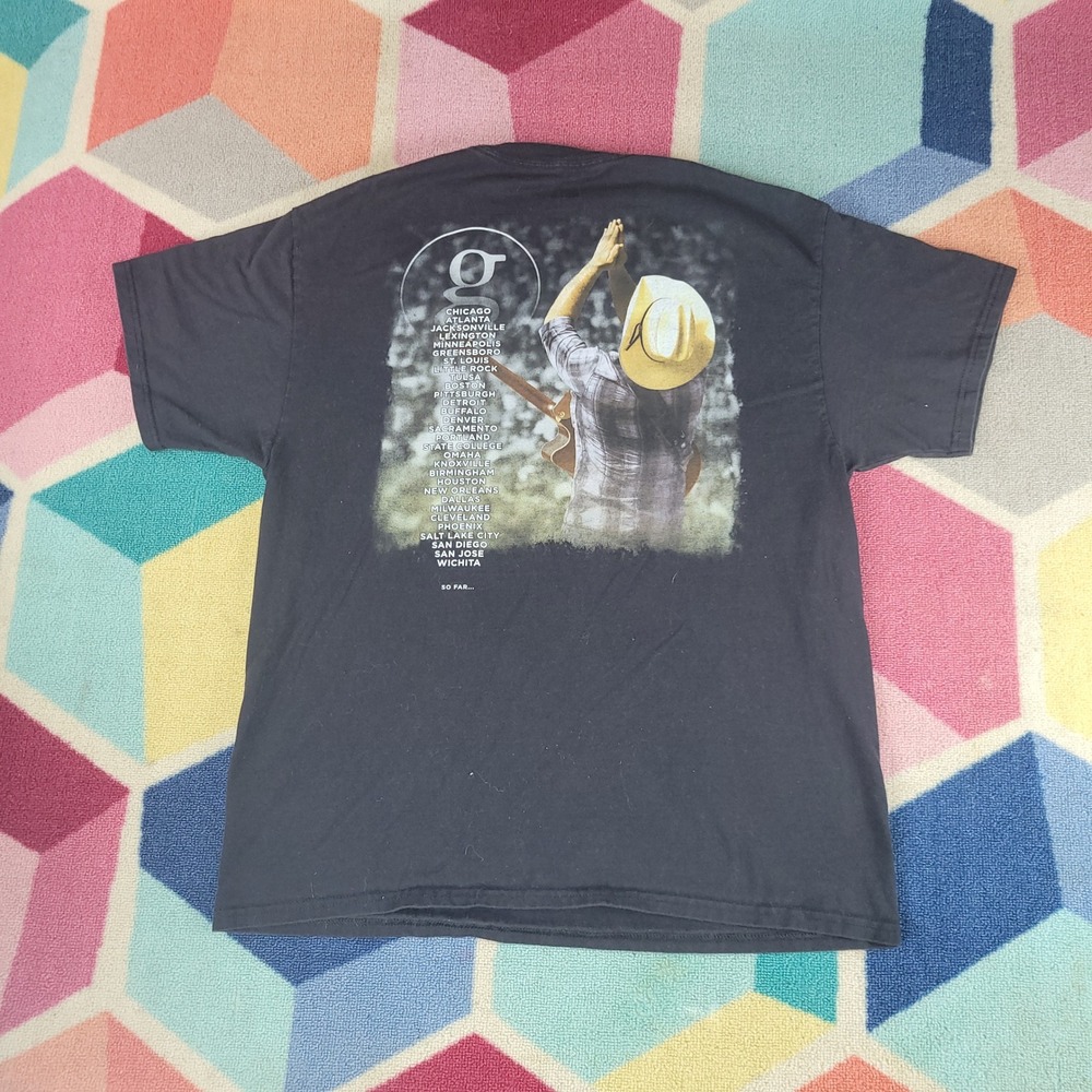 Garth‎ Brooks World Tour 2014-15 T-Shirt Mens Large Black Hanes Beefy-T Concert
